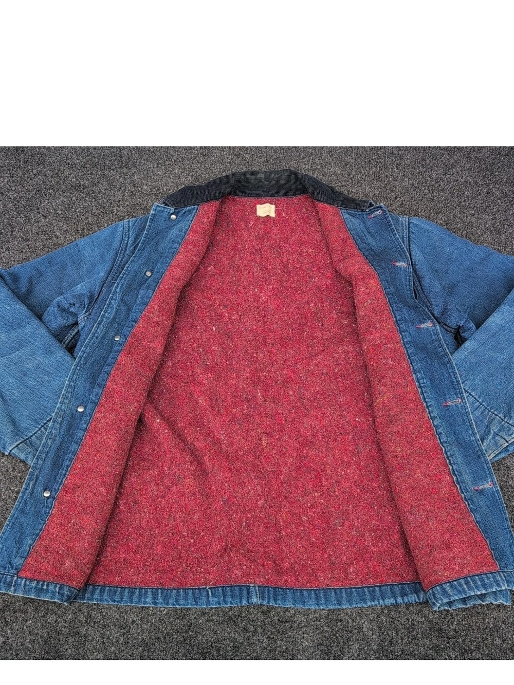 Vtg Big Mac Denim Jacket Large Blue Blanket Lined Work Corduroy Collar JC Penny - Picture 2 of 7